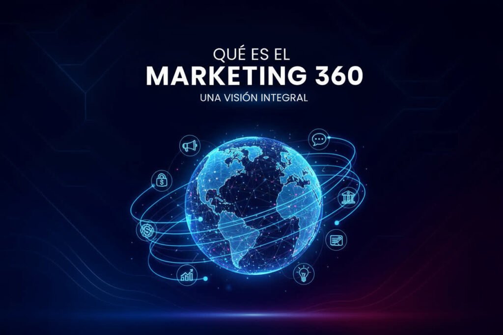 Estrategia de marketing 360 con enfoque integral en SEO, SEM y comunicación digital. Imagen representativa del marketing global explicada por Jaime Garrido, consultor SEO y SEM en Madrid.