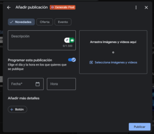 programar google post